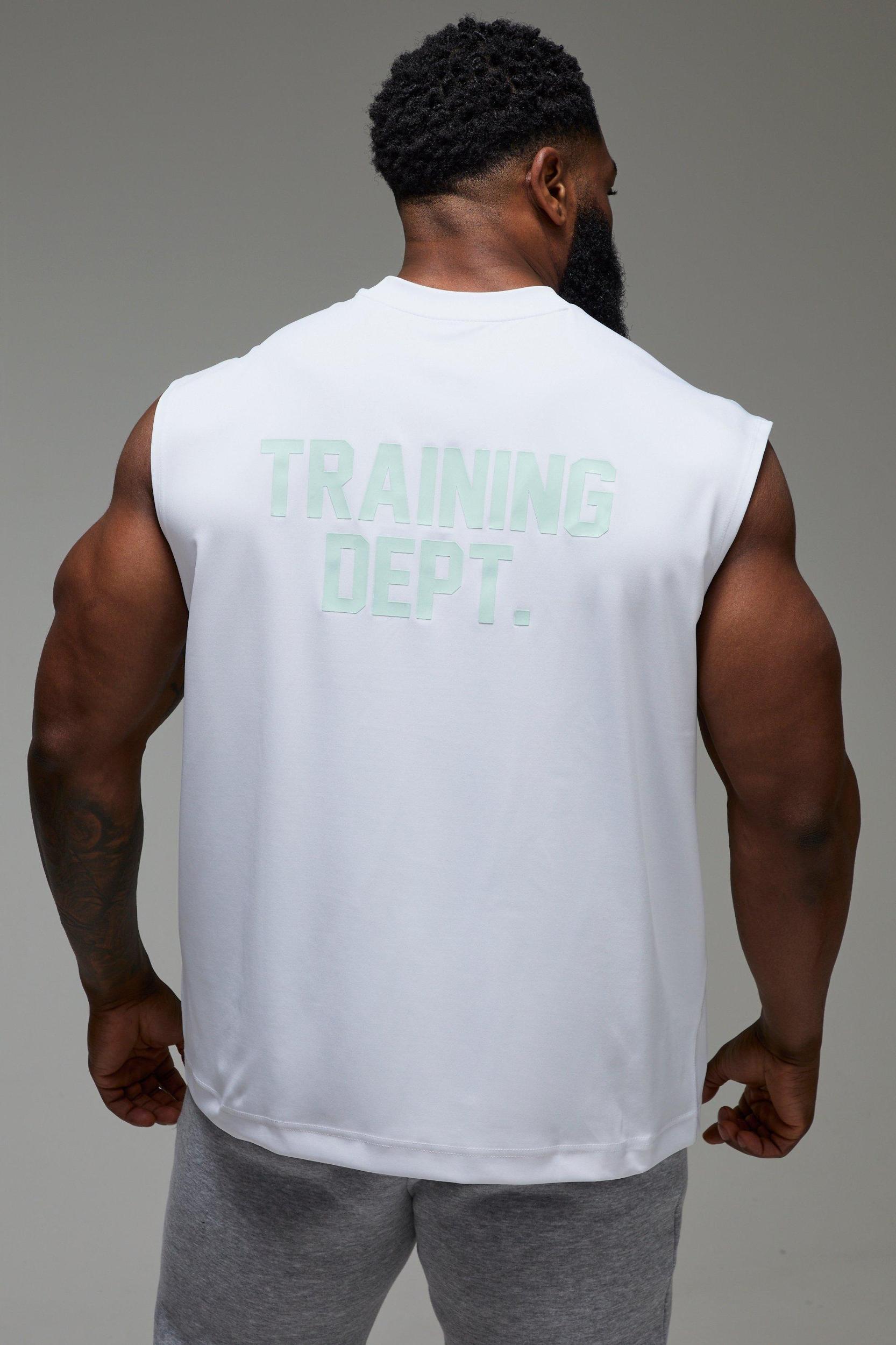 Mens Man Active Training Dept Oversized Performance Tank - White Product Image