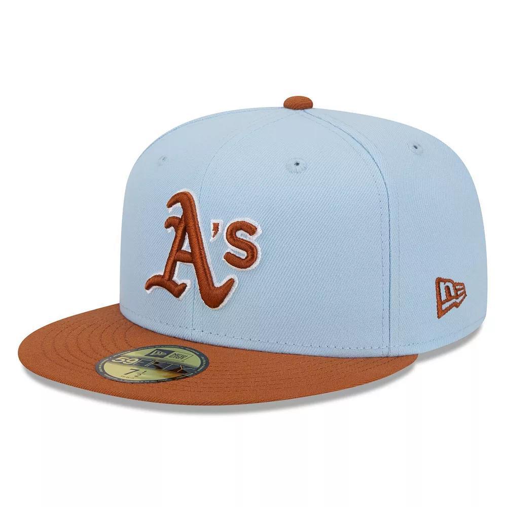 Men's New Era Light Blue/Brown Oakland Athletics Spring Color Basic Two-Tone 59FIFTY Fitted Hat, Size: 7 3/8 Product Image