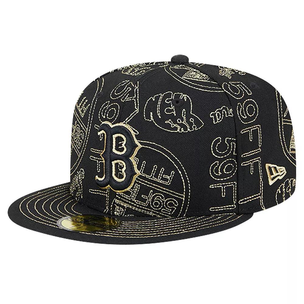 Men's New Era Black Boston Red Sox 59FIFTY Day Allover Fitted Hat, Size: 7 5/8 Product Image