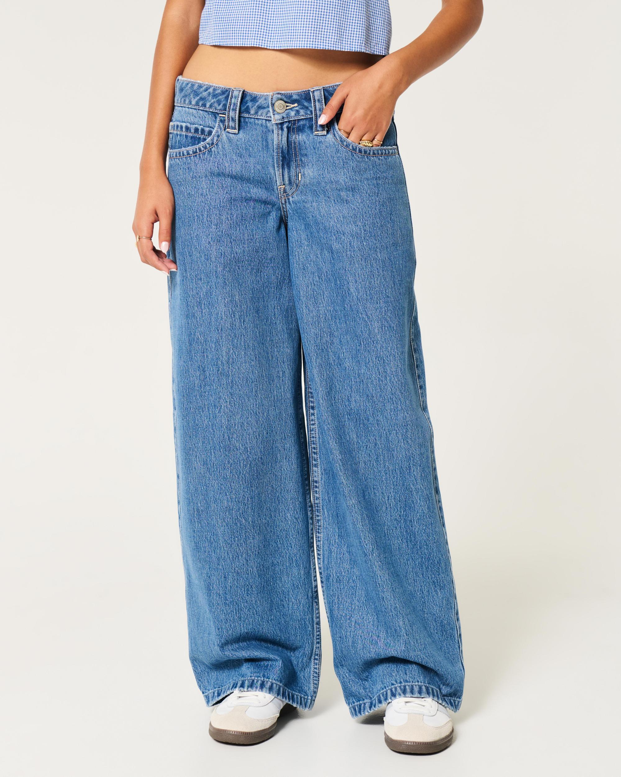 Low-Rise Medium Wash Super Baggy Jeans Product Image
