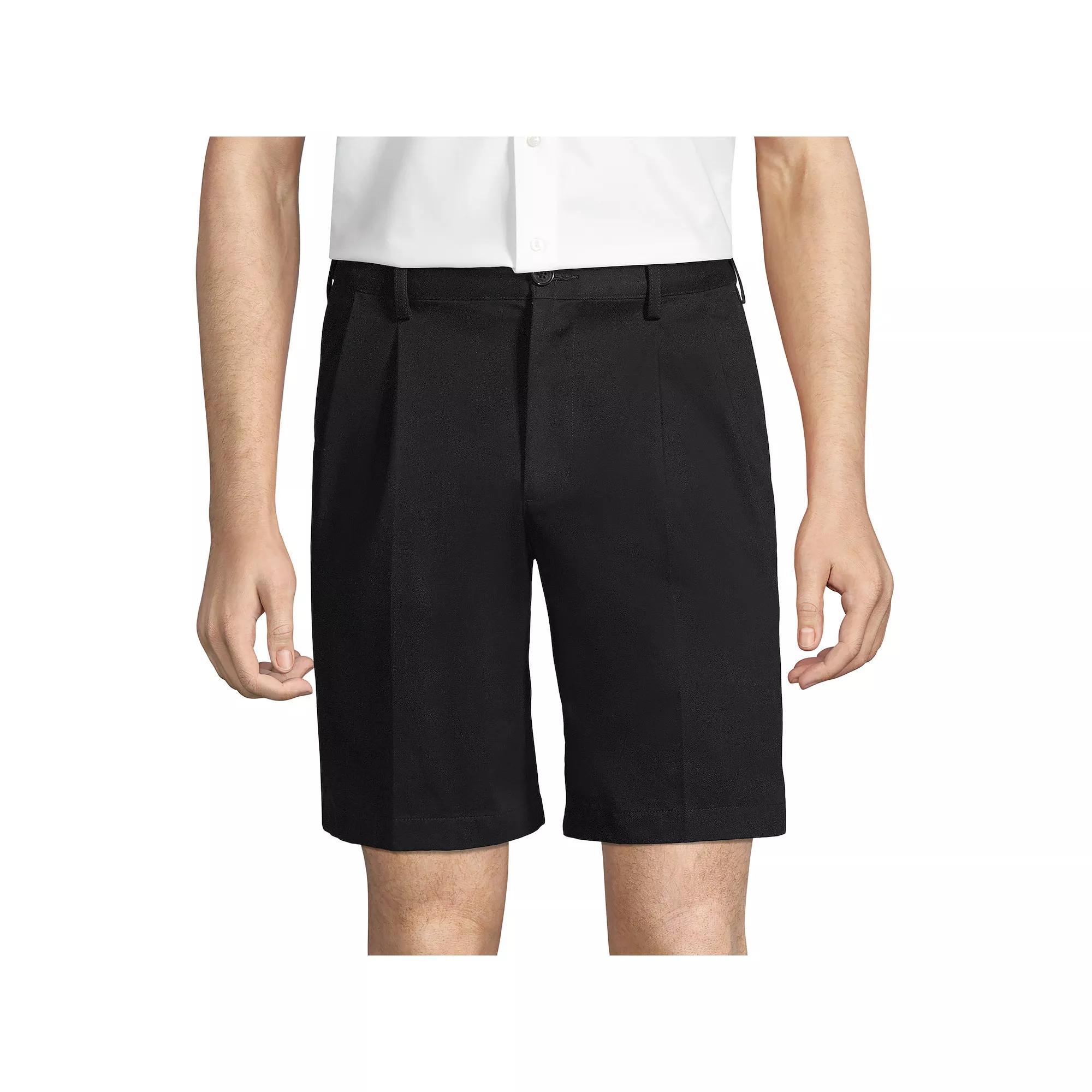 Men's Lands' End Comfort Waist 9-inch No-Iron Pleated Chino Shorts, Size: 37, Radiant Blue Product Image