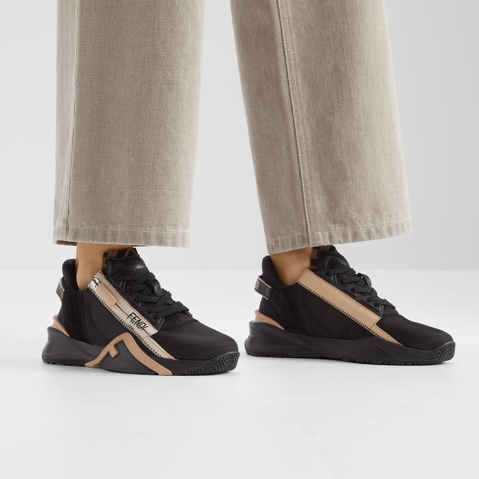 Fendi FlowBlack nylon and suede low-tops Product Image