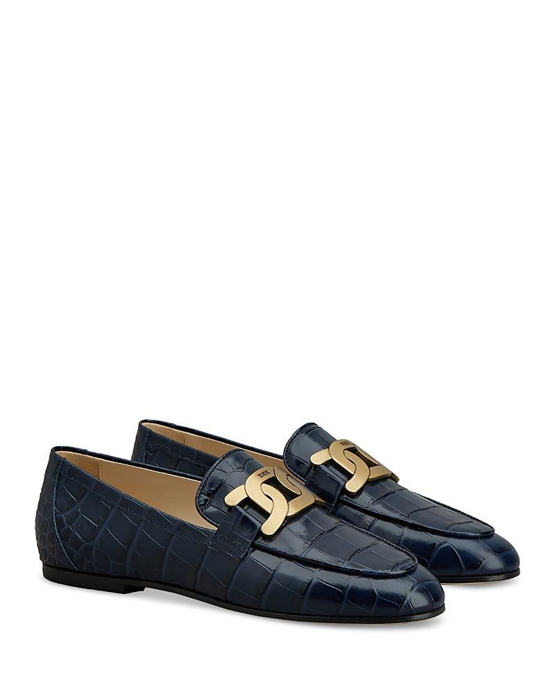 Tods Womens Kate Embossed Loafers Product Image