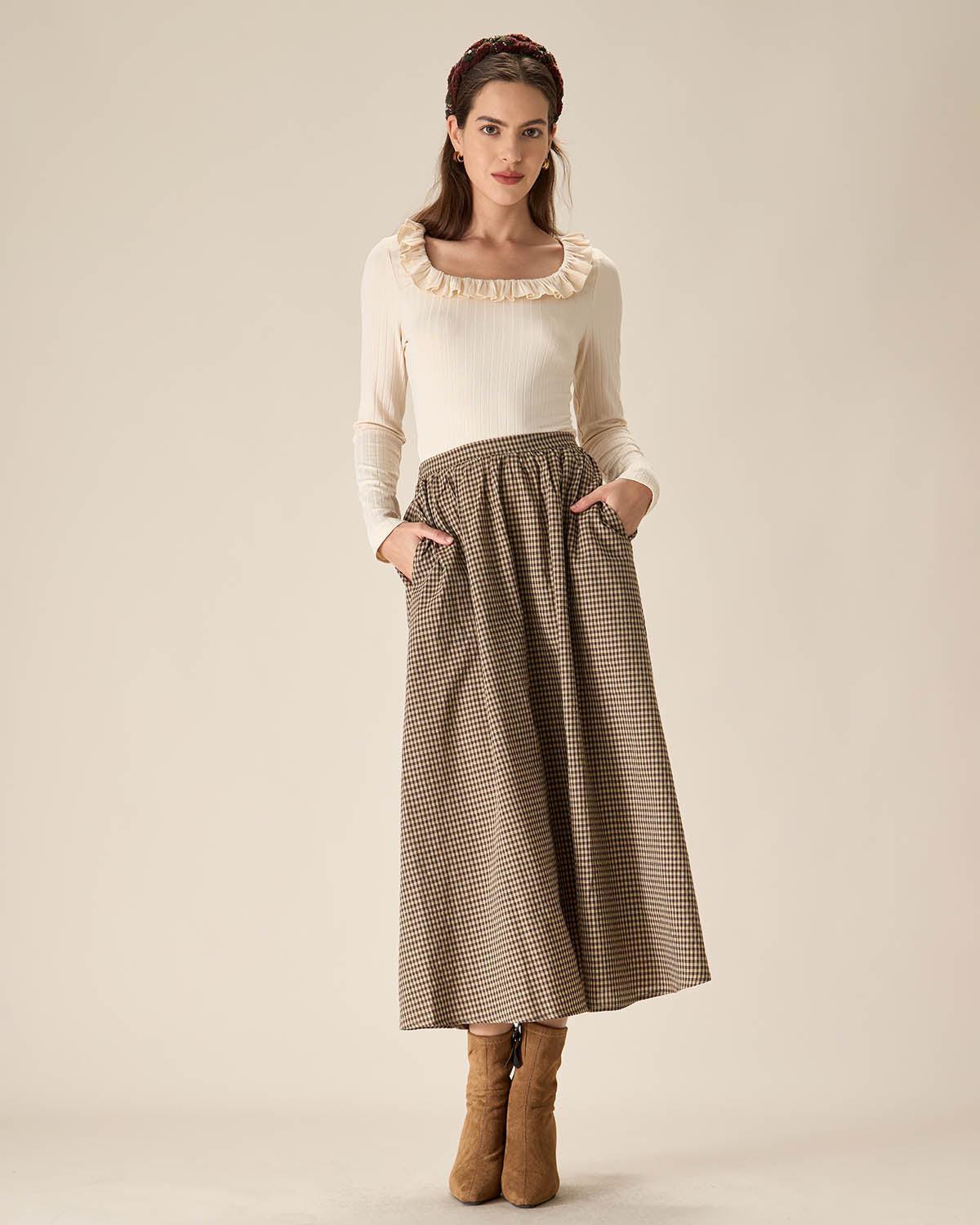 Beige Ruffle Slim Tee Product Image