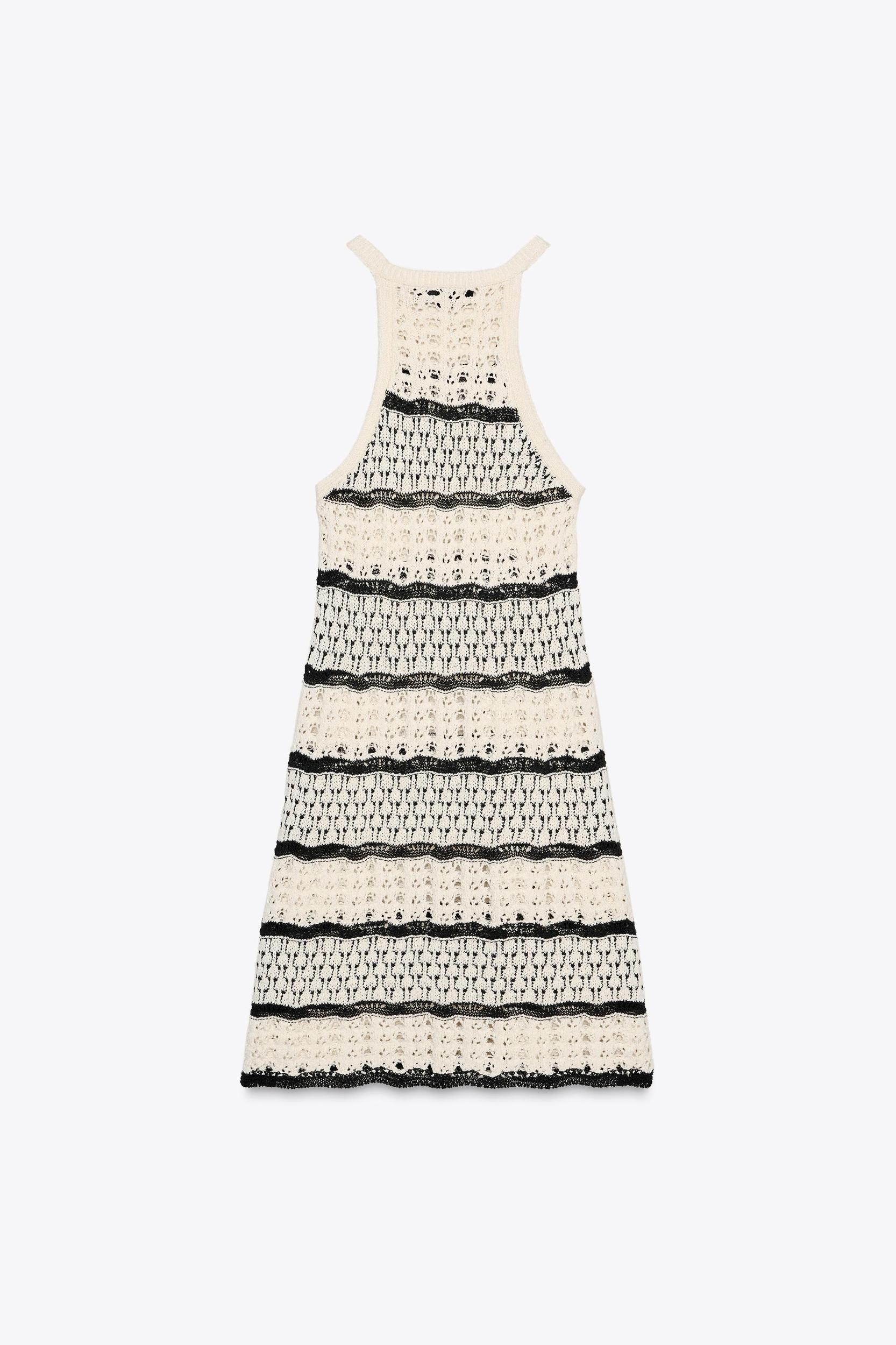 CROCHET KNIT HALTER MINI DRESS Product Image