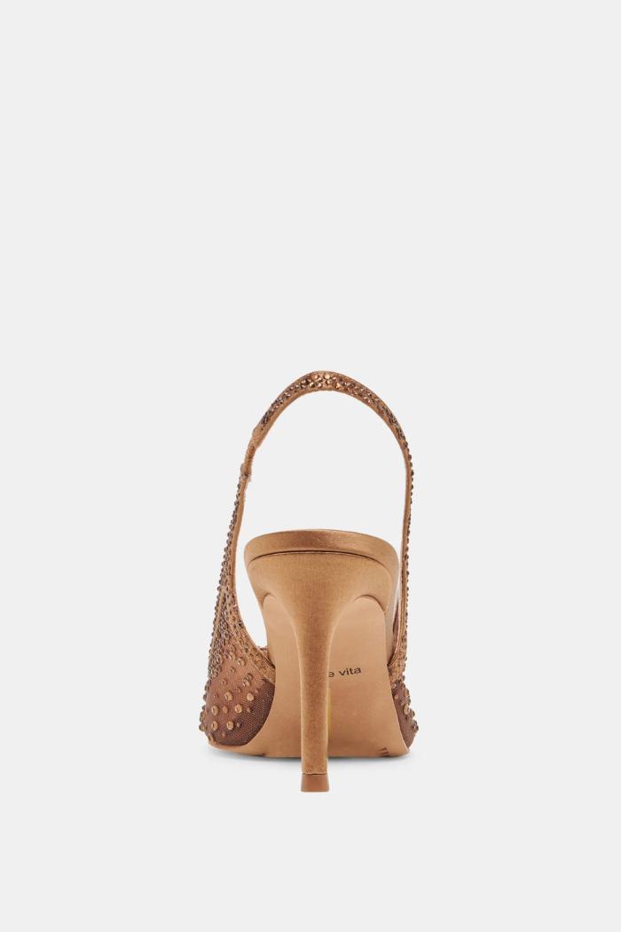 Kaye Crystal Heels - Mid Brown Mesh Product Image