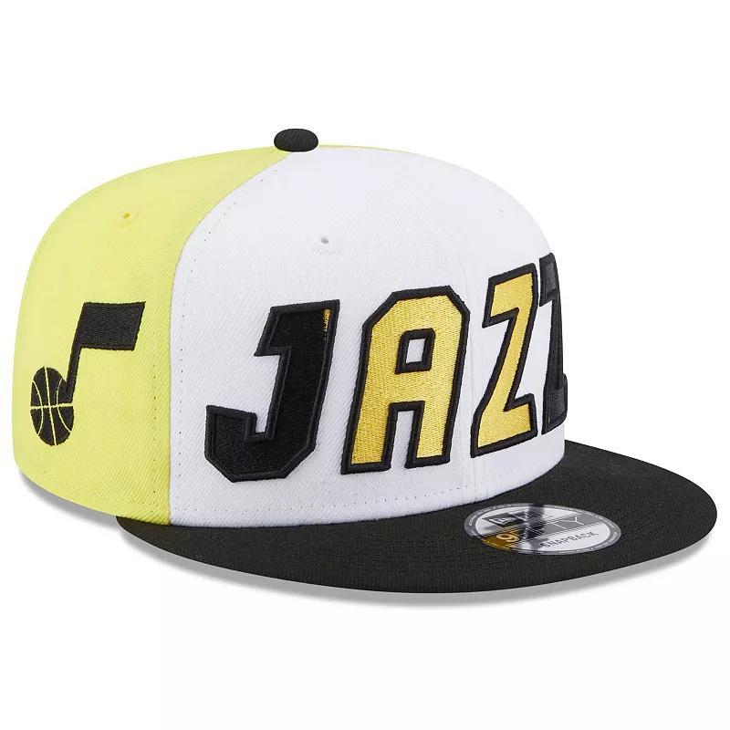 Mens New Era White/Black Utah Jazz Back Half 9FIFTY Snapback Hat Product Image