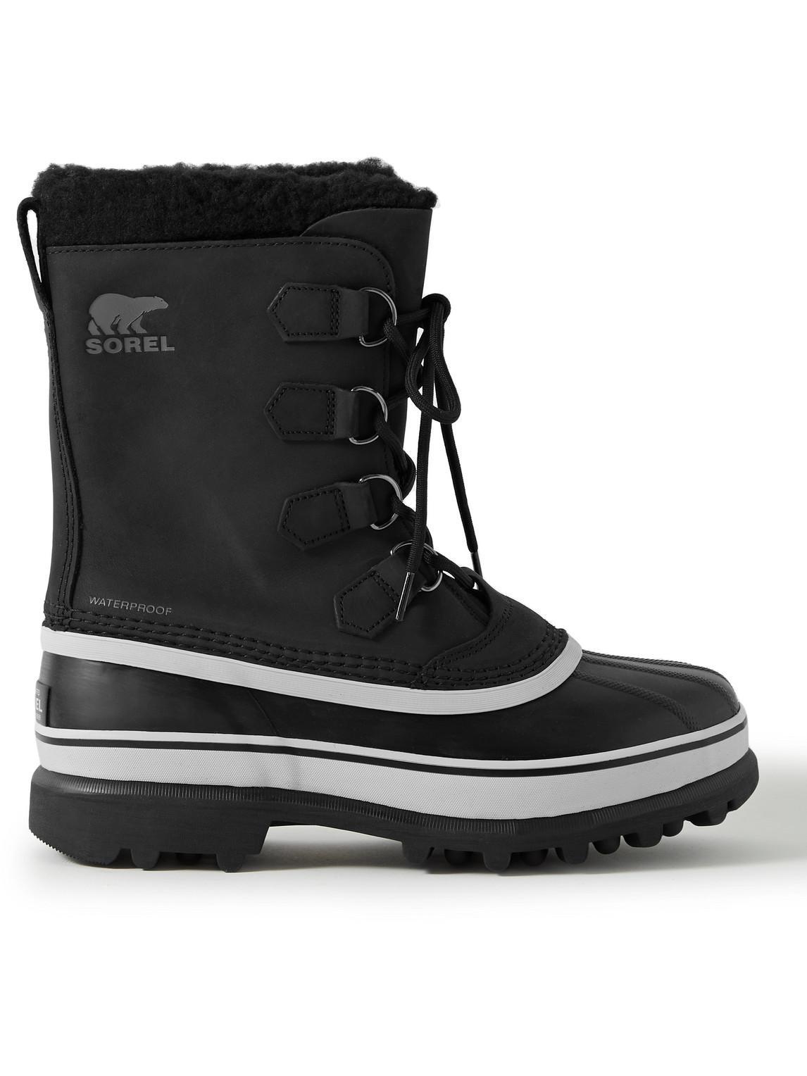 SOREL Caribou™ Faux Shearling-trimmed Nubuck And Rubber Snow Boots In Dark Stone Product Image