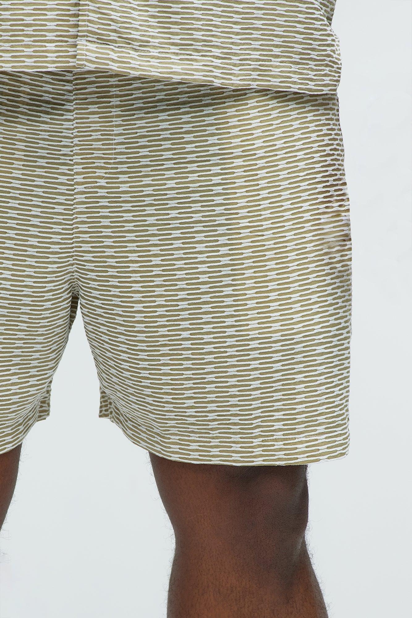 Textured Chenille Pattern Shorts - Green/combo Product Image