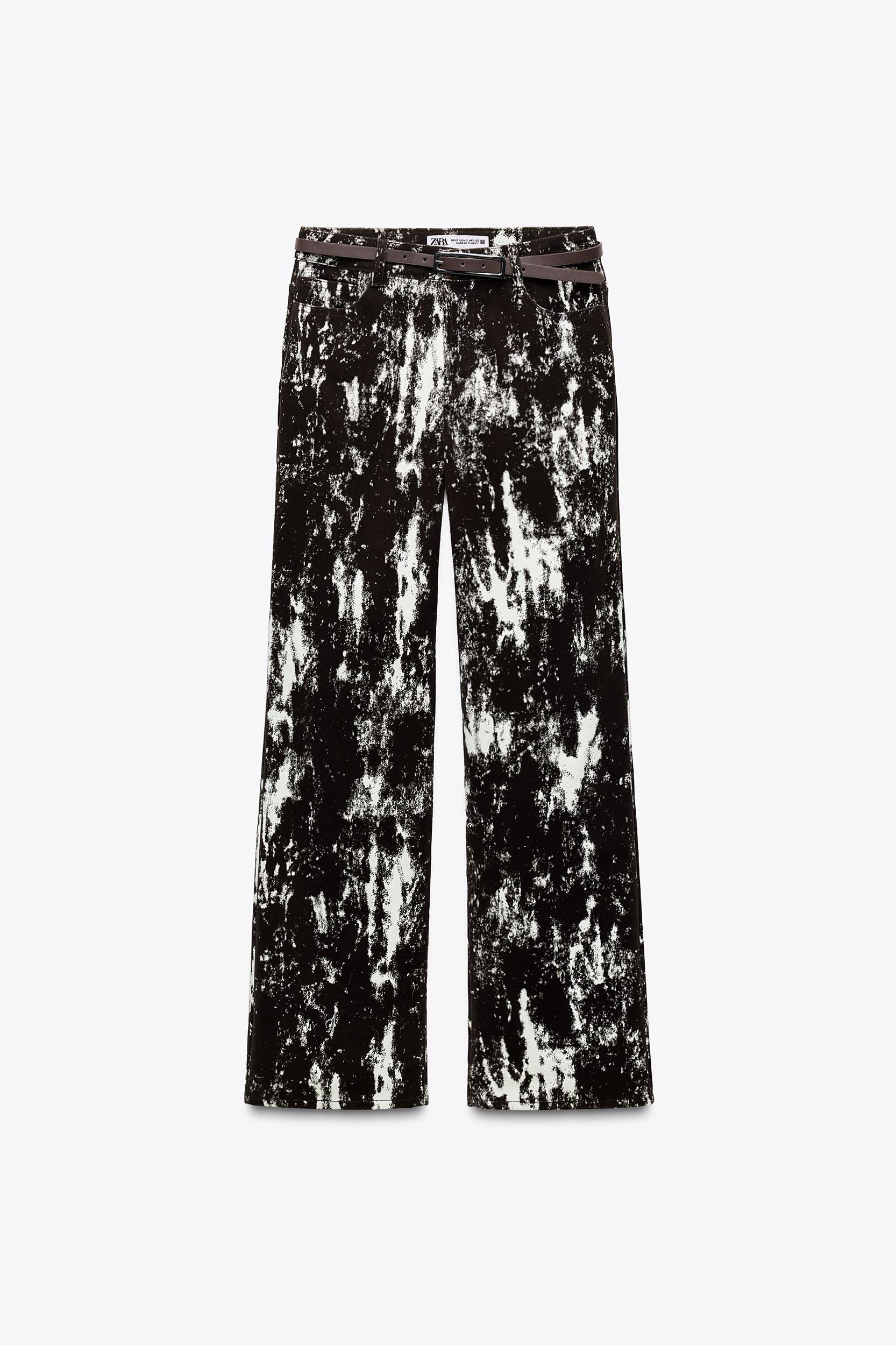 Z1975 HIGH RISE FLOCKED ANIMAL PRINT BELTED JEANS Product Image