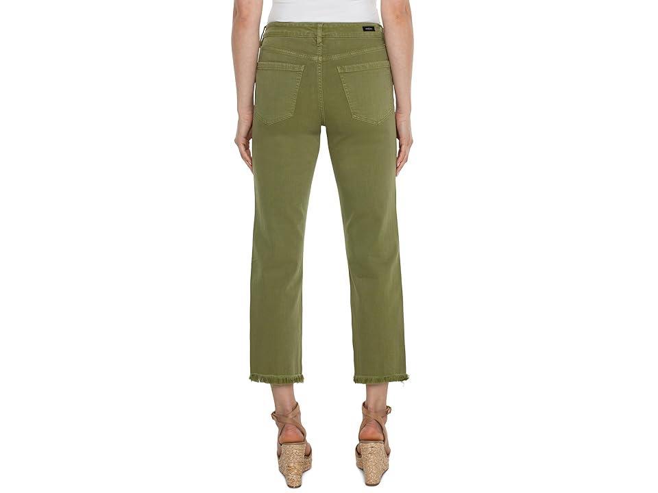 Liverpool Los Angeles Kennedy Mid Rise Crop Straight with Fray Hem Stretch Denim (Eucalyptus) Women's Jeans Product Image