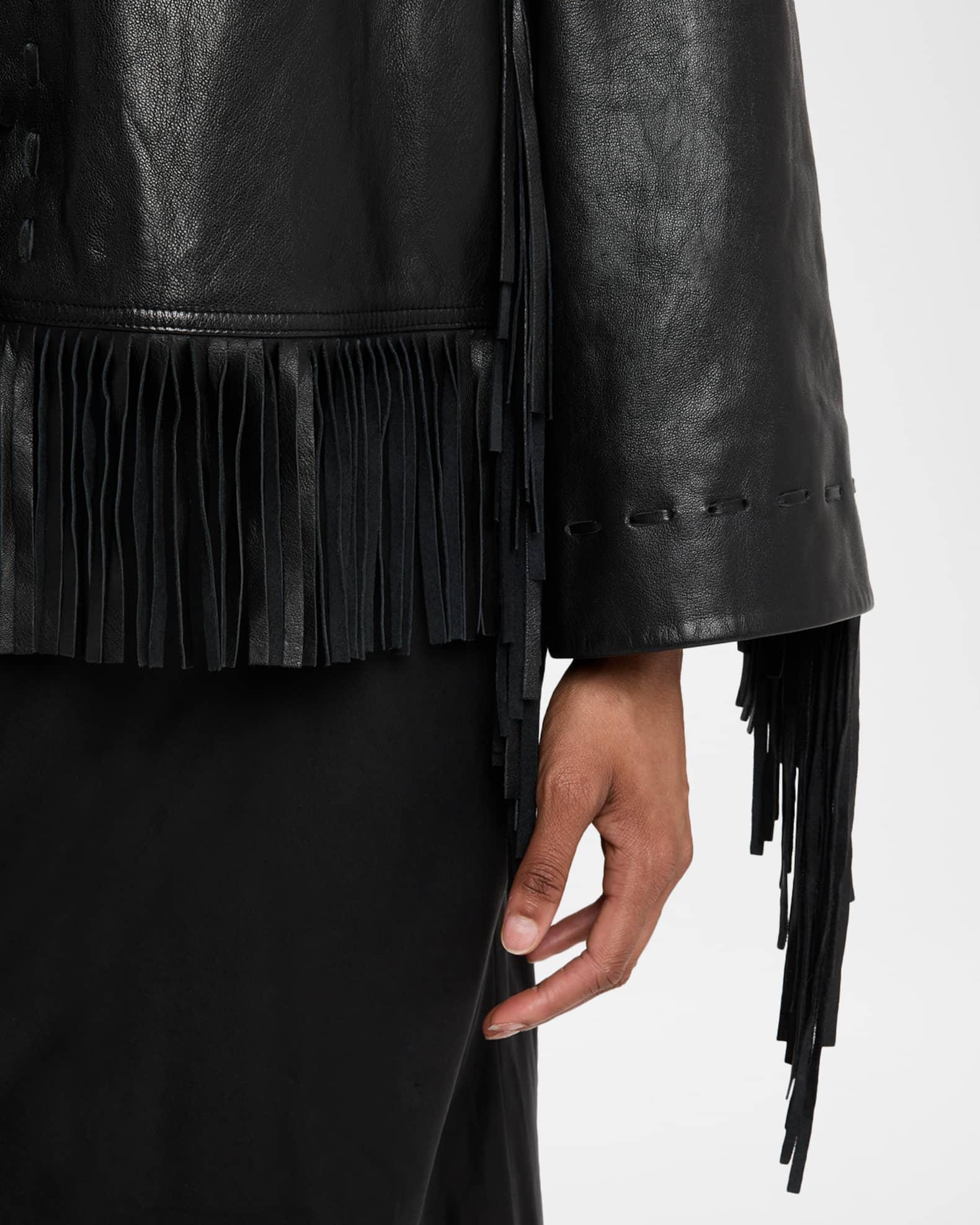 Zoena Fringed Leather Jacket Product Image