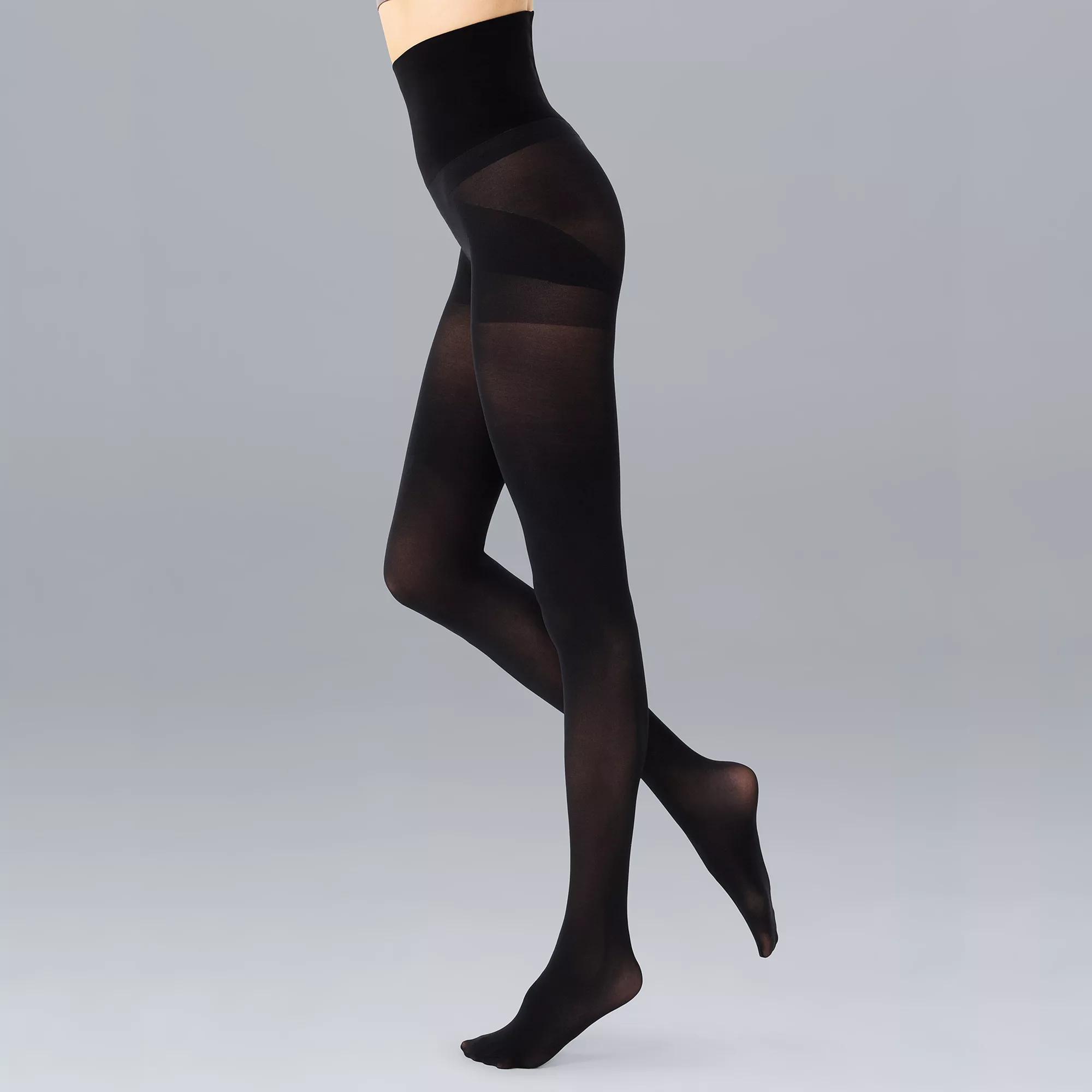 Women's Simply Vera Vera Wang Semi-Opaque 40D Bottom & Tummy Shaping Tights, Size: 1, Black Product Image