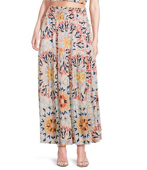 ELAN Coordinating Kaleidoscope Smock Waist Maxi Skirt Product Image
