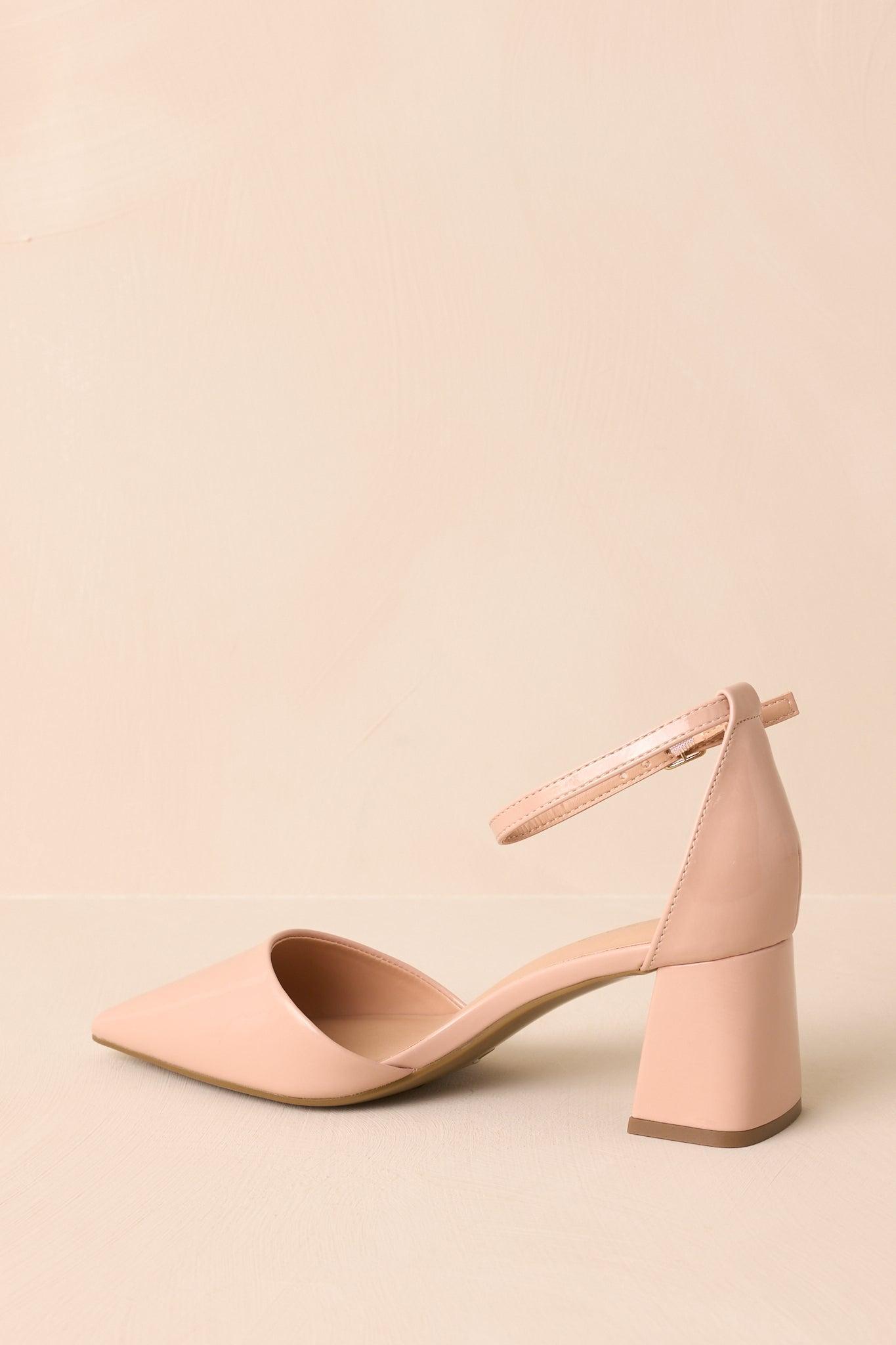 The Perfect Occasion Beige Pointed Toe Ankle Strap Block Heels Product Image