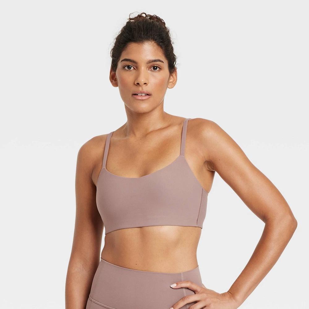 Women's Everyday Soft Light Support Strappy Sports Bra - All In Motion™ Light Brown S Product Image