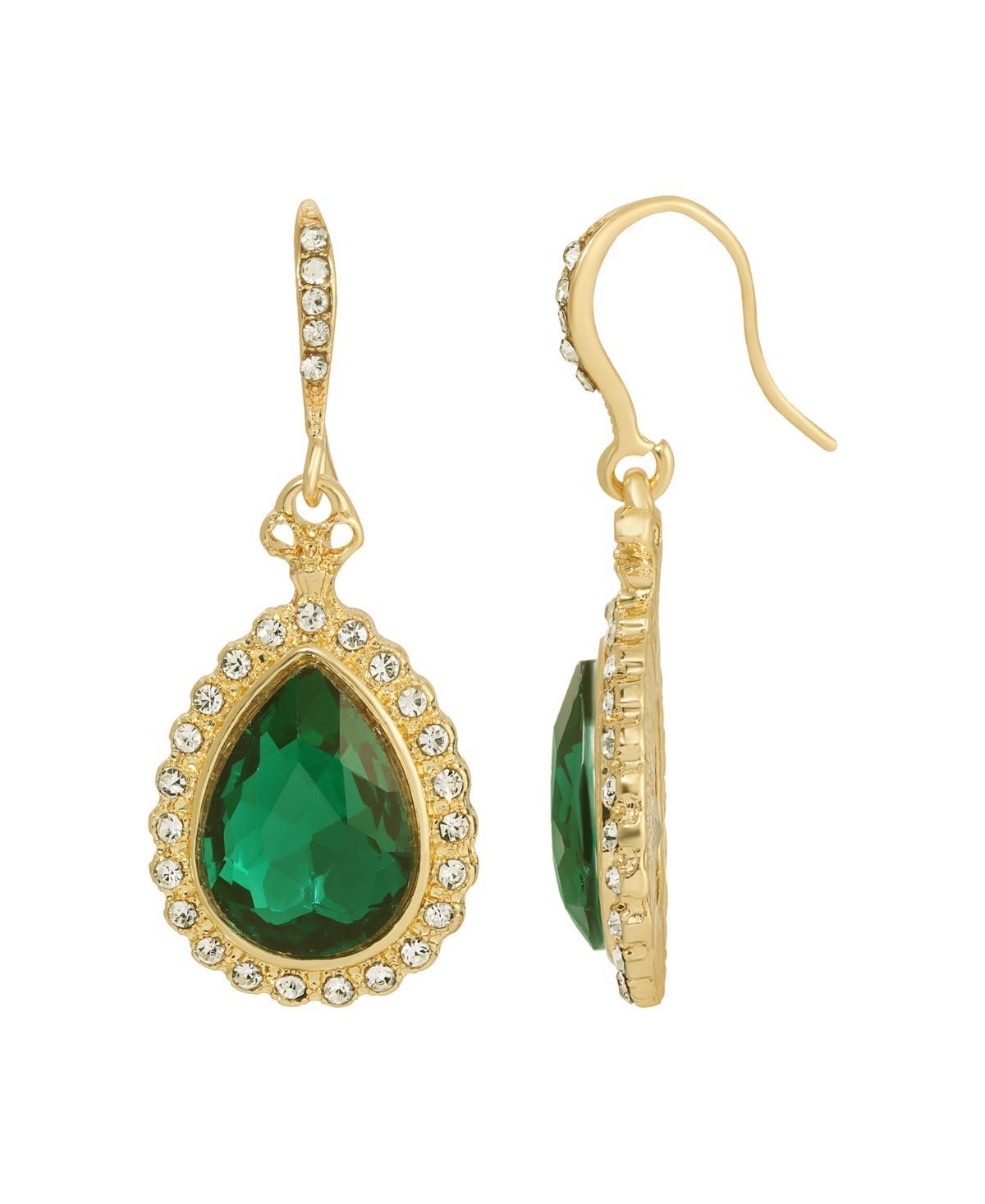 1928 Gold Tone Crystal Teardrop Drop Earrings, Women's, Red Product Image