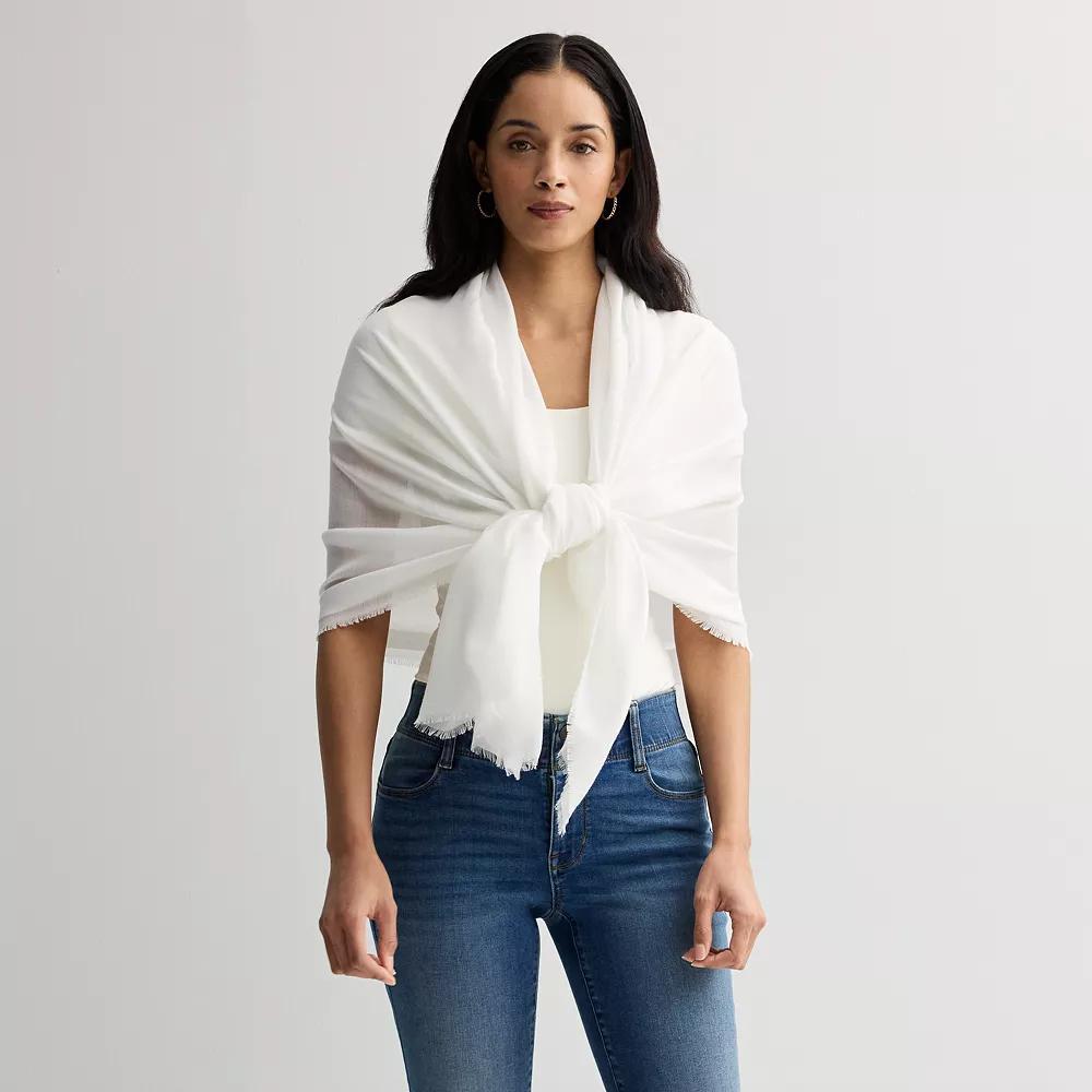 Women's Nine West Solid Oversized Gauze Wrap Scarf, White Product Image