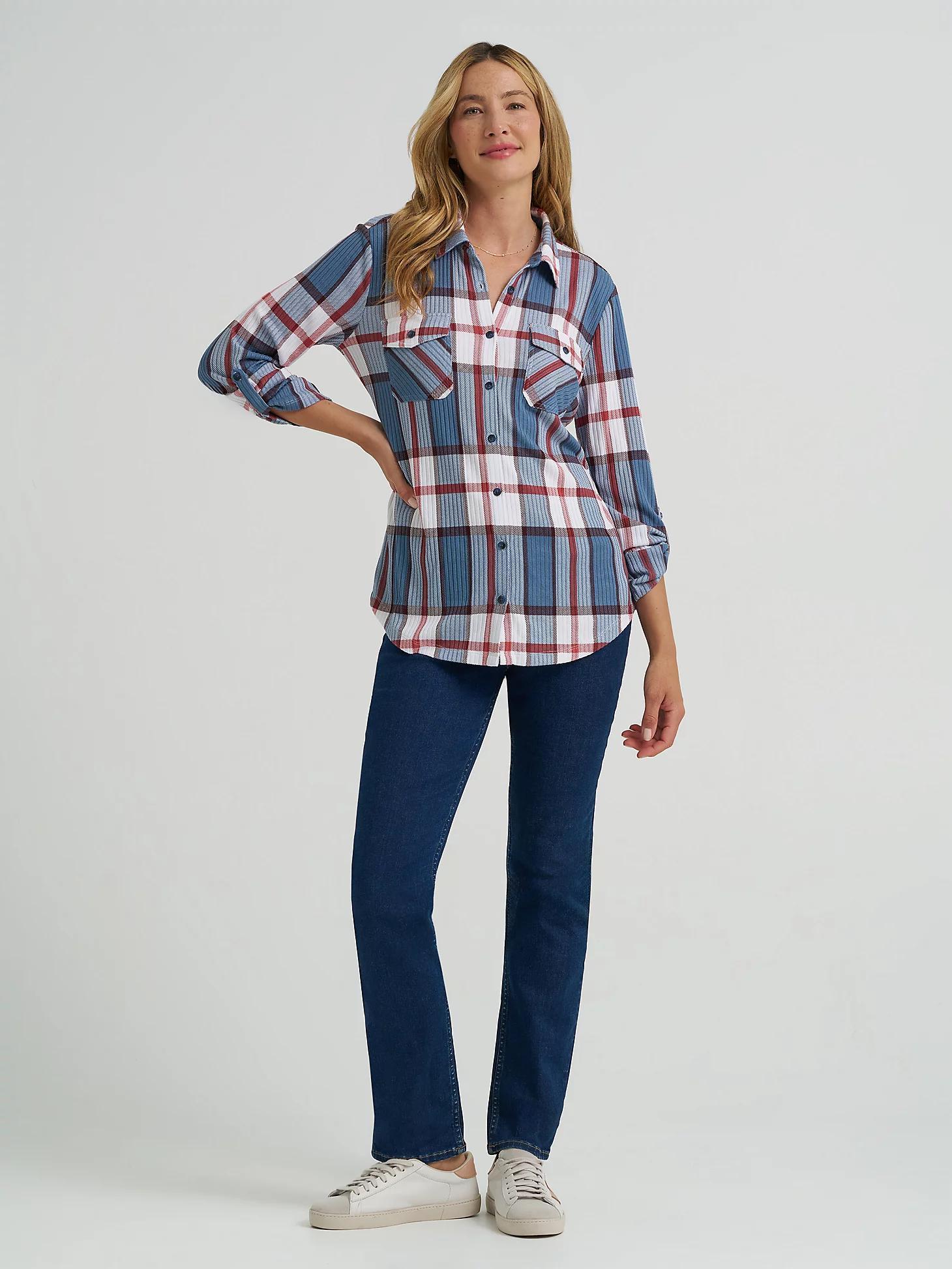 Women's Double Pocket Plaid Button Down Shirt | Women's Tops & Tees | Lee® Product Image