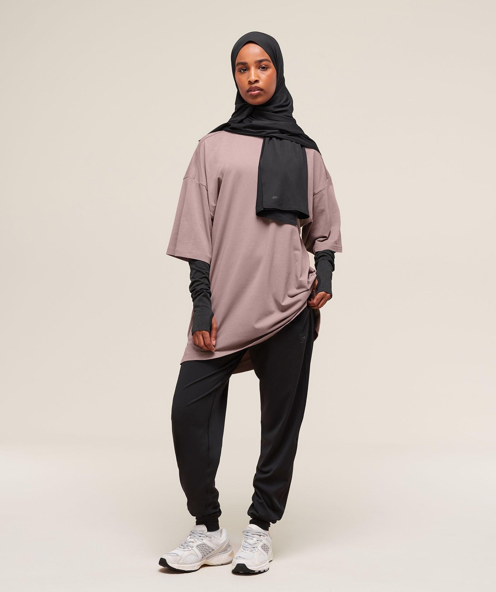 Gymshark Covered Longline Cotton T-Shirt - Washed Mauve Female Product Image