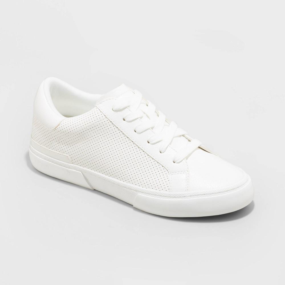 Womens Maddison Sneakers with Memory Foam Insole - A New Day White 10: Lace Up, Faux Leather, Cushioned, Medium Width Product Image