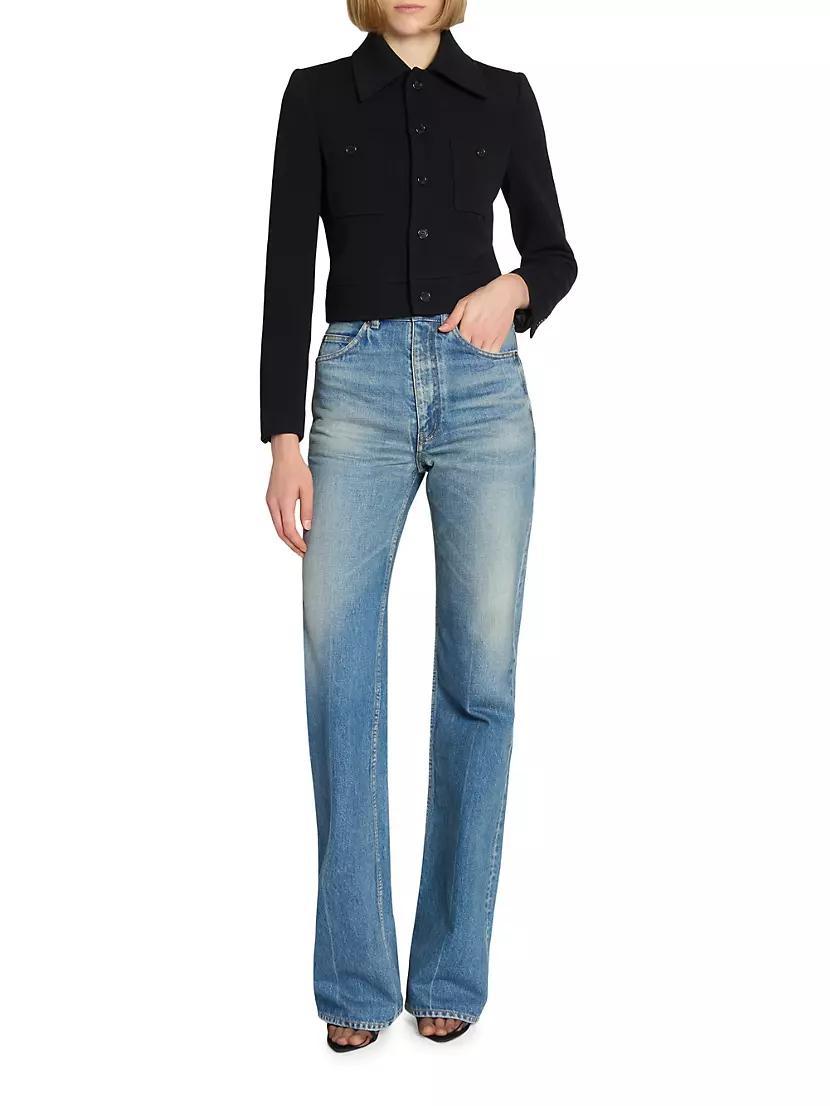 Cropped Jacket in Wool-Blend Jersey Product Image