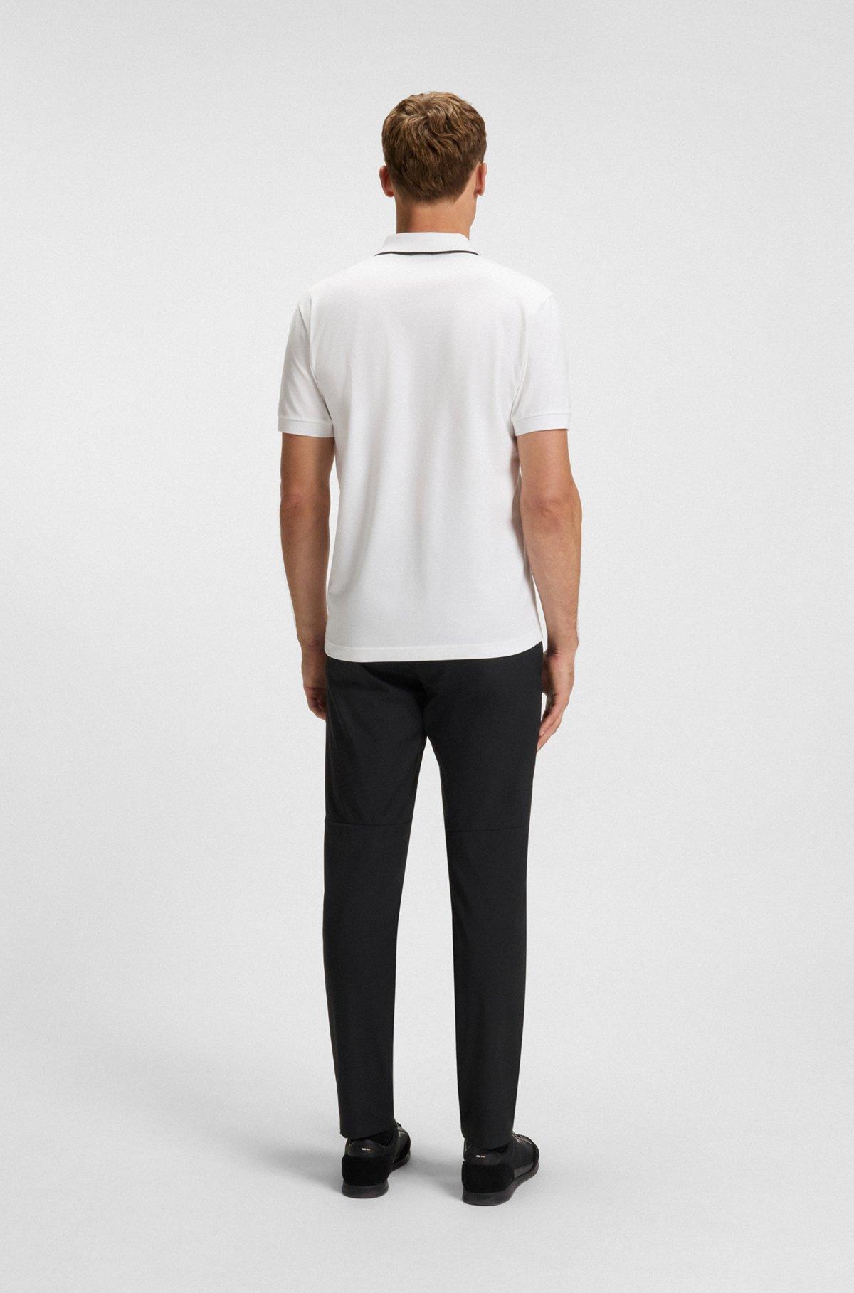BOSS - Slim-fit polo shirt in quick-dry stretch cotton - White Product Image