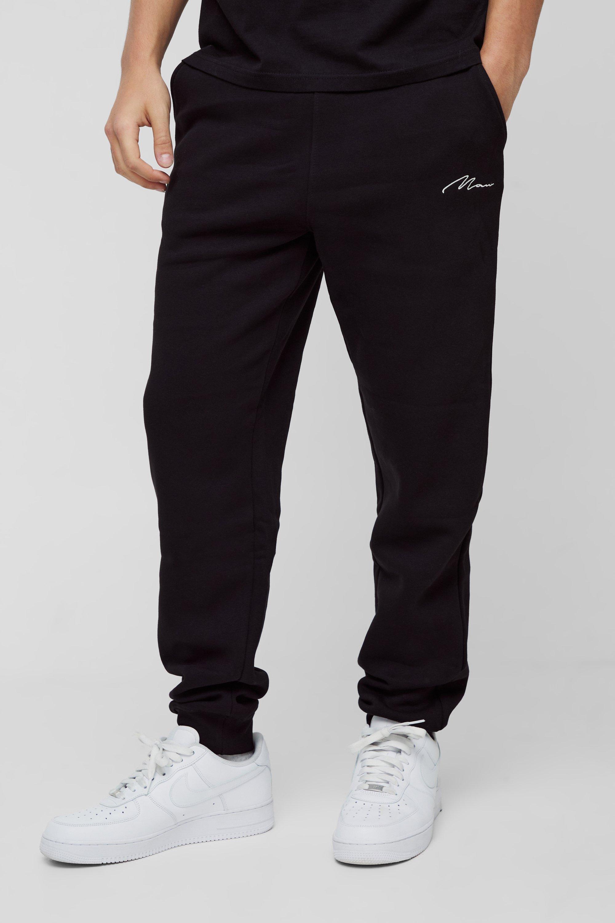Mens Black 330GSM Man Signature Regular Fit Jogger, Black Product Image