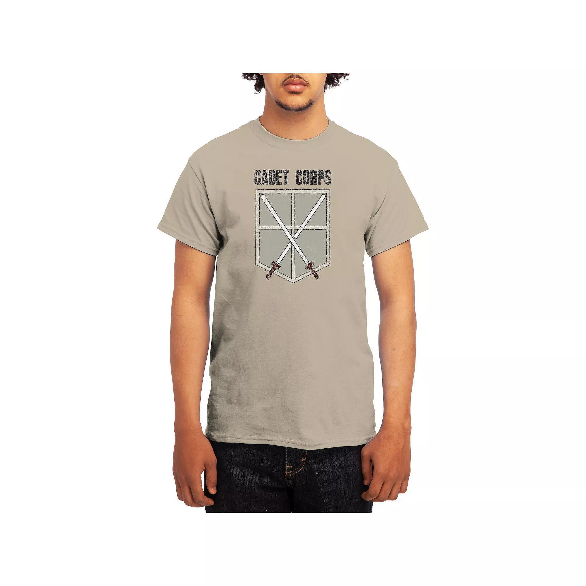 Men's Attack on Titan Distressed Cadet Corp Emblem Tee, Boy's, Size: XXL, Grey Red Product Image