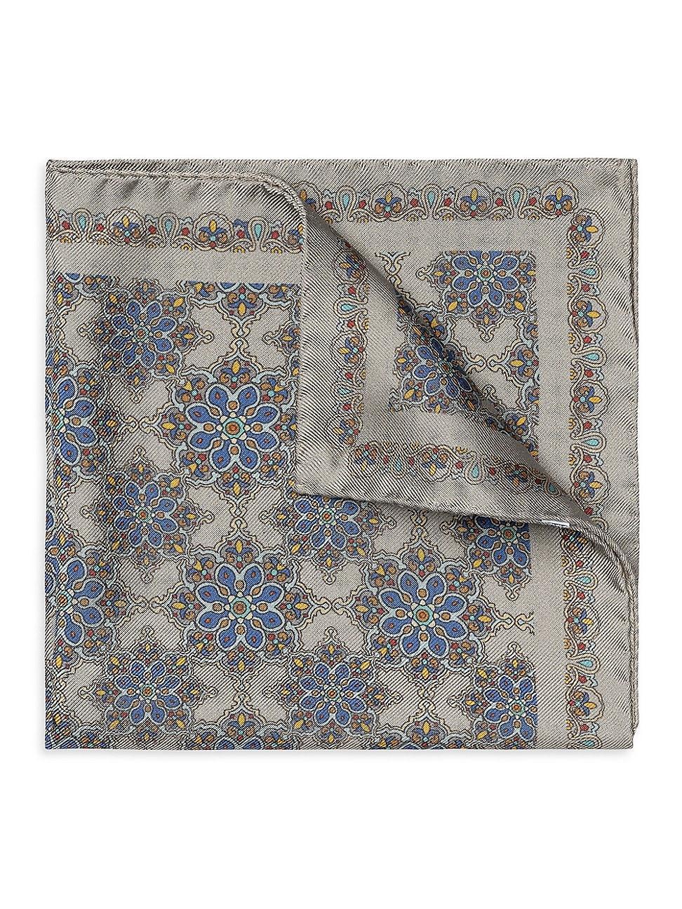 Mens Silk Twill Medallion Pocket Square Product Image