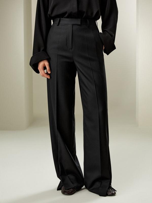 Wool Silk Blend Straight Pants Product Image
