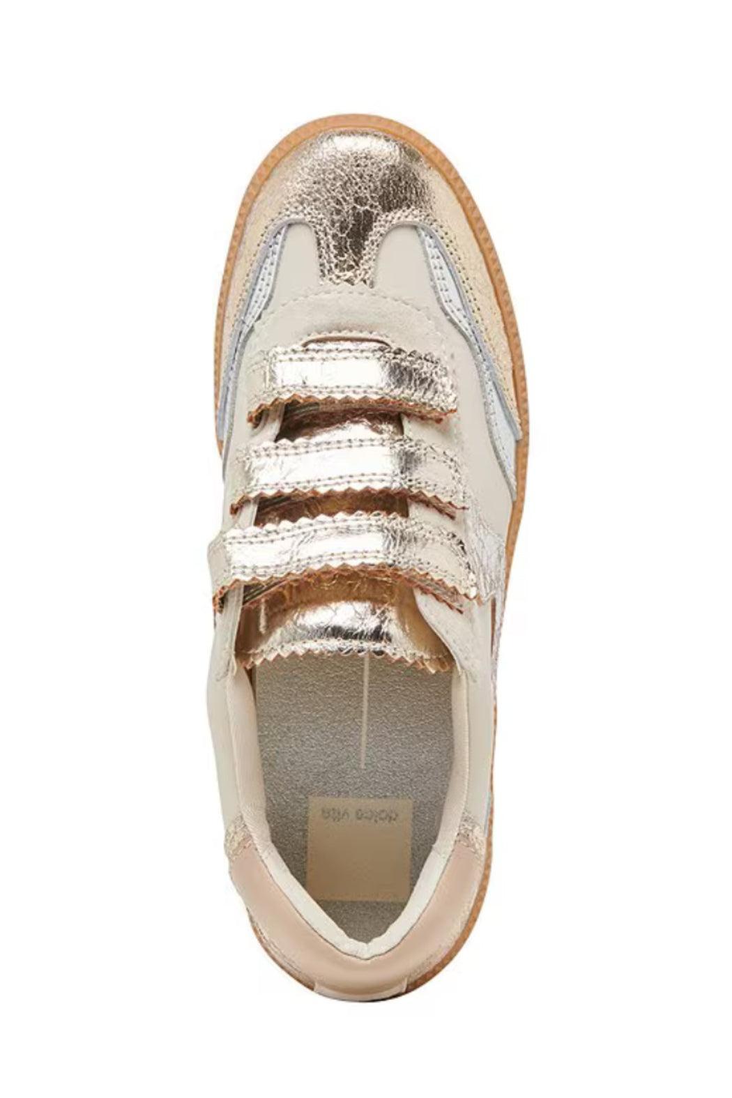 Notice Velcro Sneaker - Silver/Gold Distressed Leather Product Image
