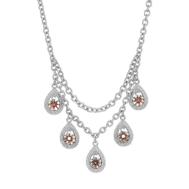 1928 Two Tone Multi Teardrop Necklace, Womens Product Image