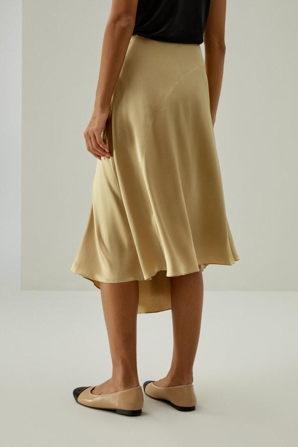 Asymmetrical Hem Silky Half-Skirt Product Image