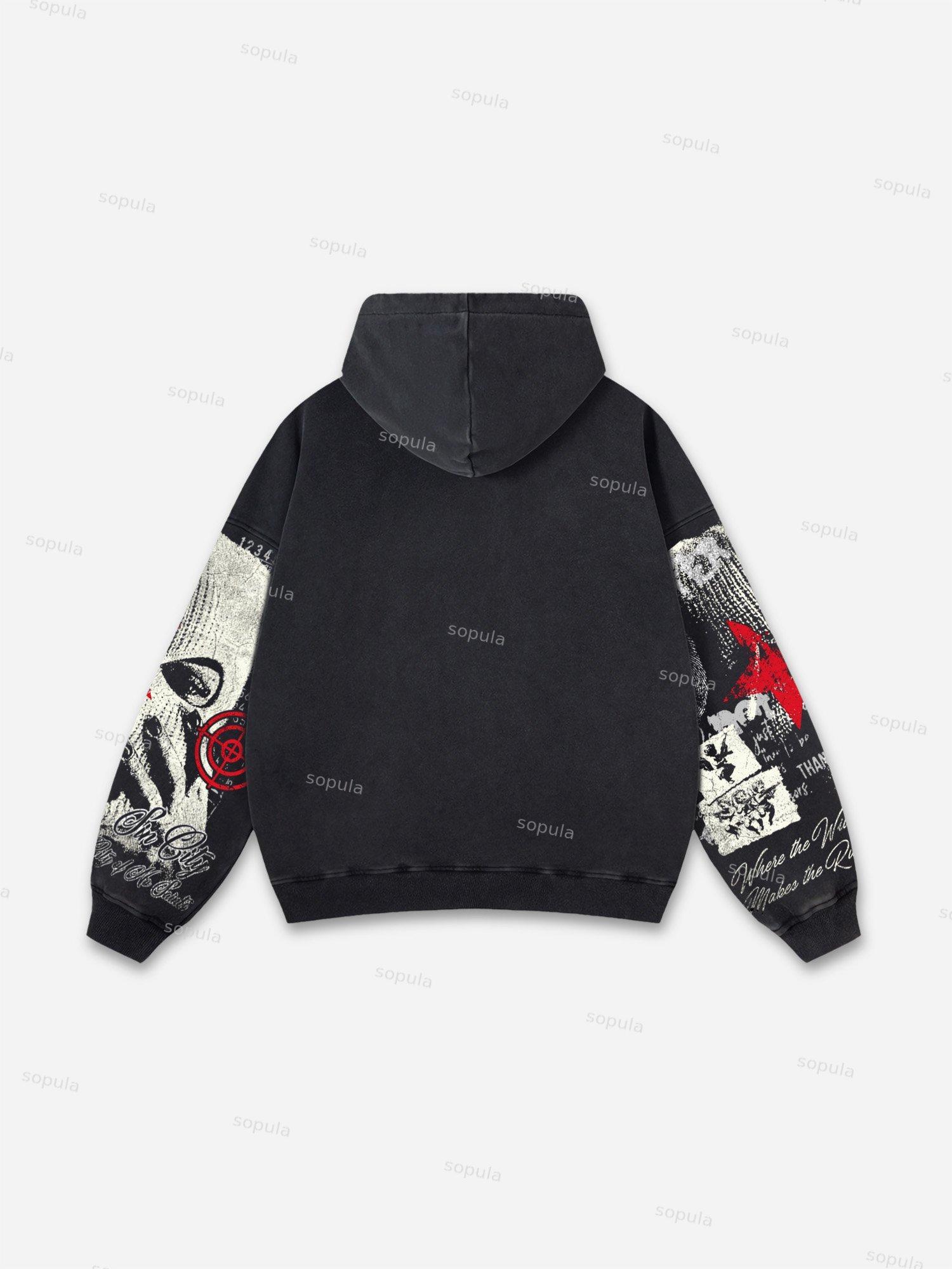 Play Dead Street Graphic Acid Wash Hoodie Product Image