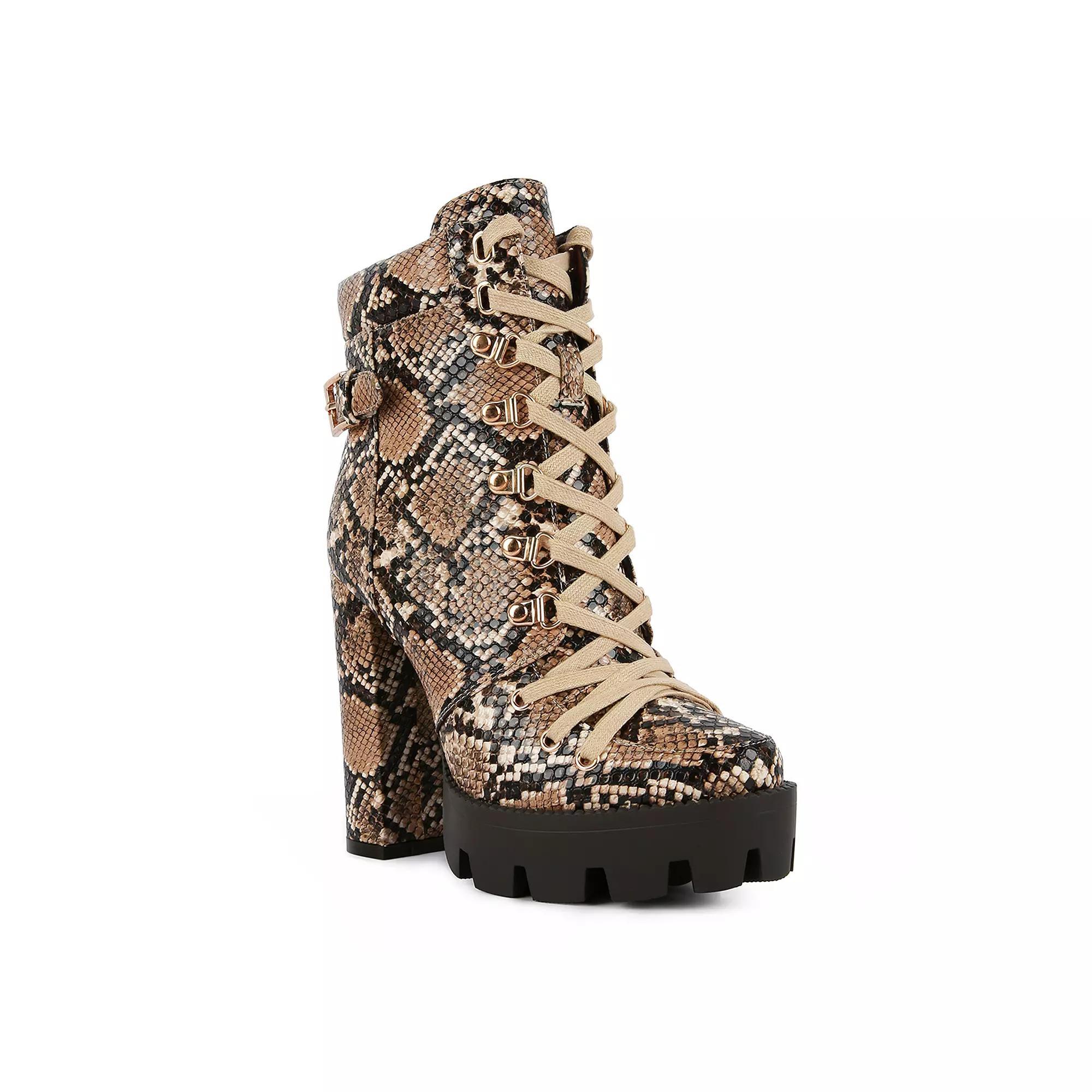 London Rag Spruce Women's Platform Ankle Boots, Size: 5, Snake Product Image