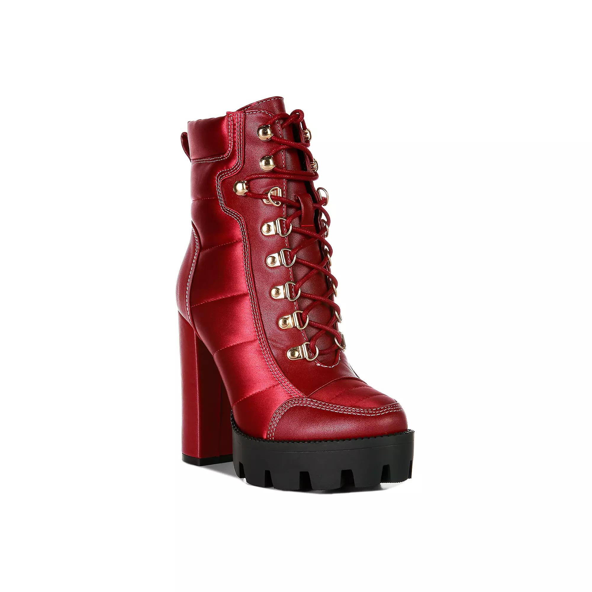 London Rag Scotch Women's Block Heel Ankle Boots, Size: 9, Red Product Image