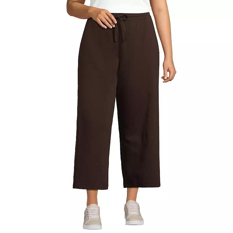 Plus Size Lands' End Sport Knit Wide-Leg Crop Pants, Women's, Size: 3XL, White Product Image