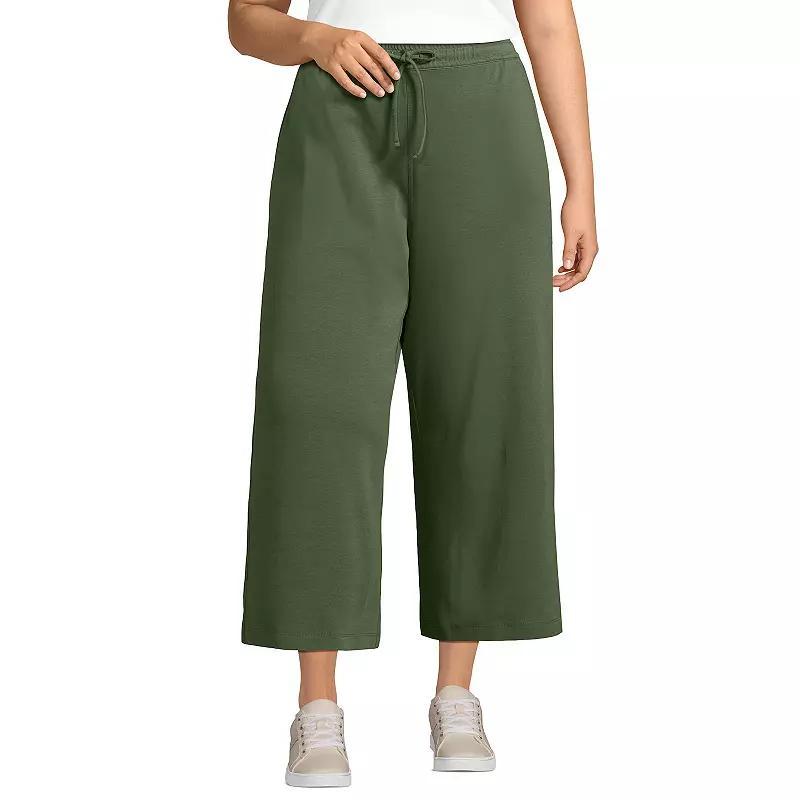 Plus Size Lands' End Sport Knit Wide-Leg Crop Pants, Women's, Size: 3XL, White Product Image
