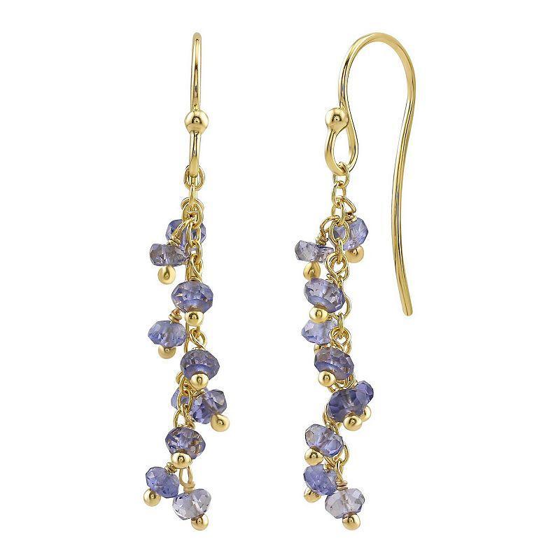 Gemistry 14k Gold Over Sterling Silver Gemstone Beaded Drop Earrings, Women's, Turquoise Product Image