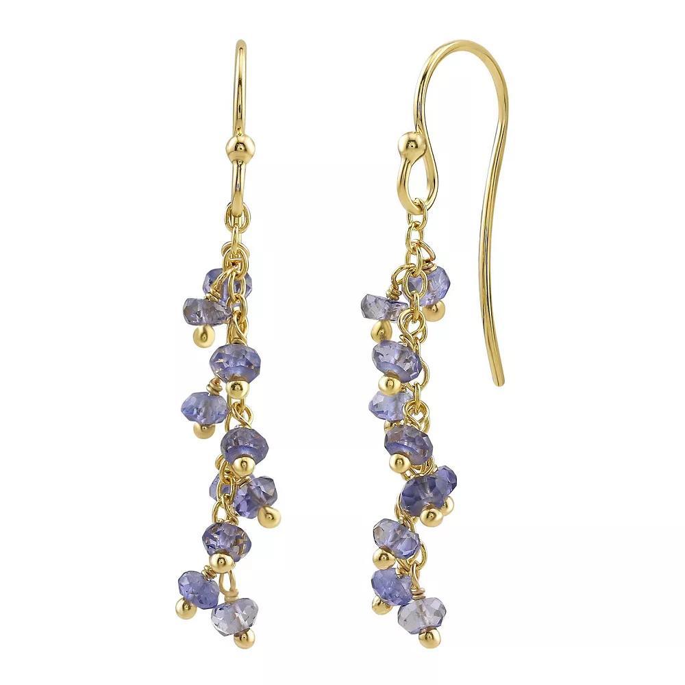Gemistry 14k Gold Over Sterling Silver Gemstone Beaded Drop Earrings, Women's, Turquoise Product Image