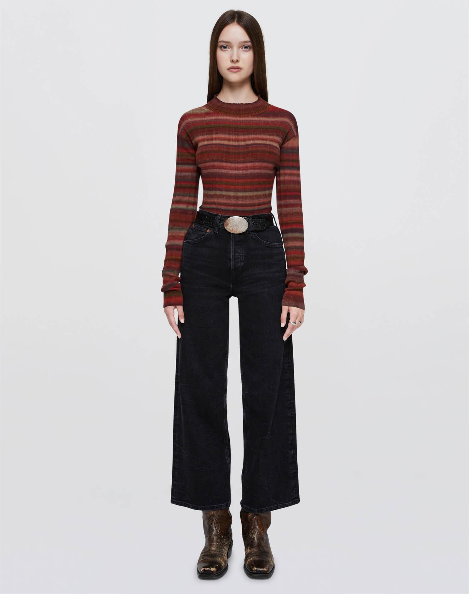 Comfort Stretch High Rise Wide Leg Crop - Black Vein Product Image