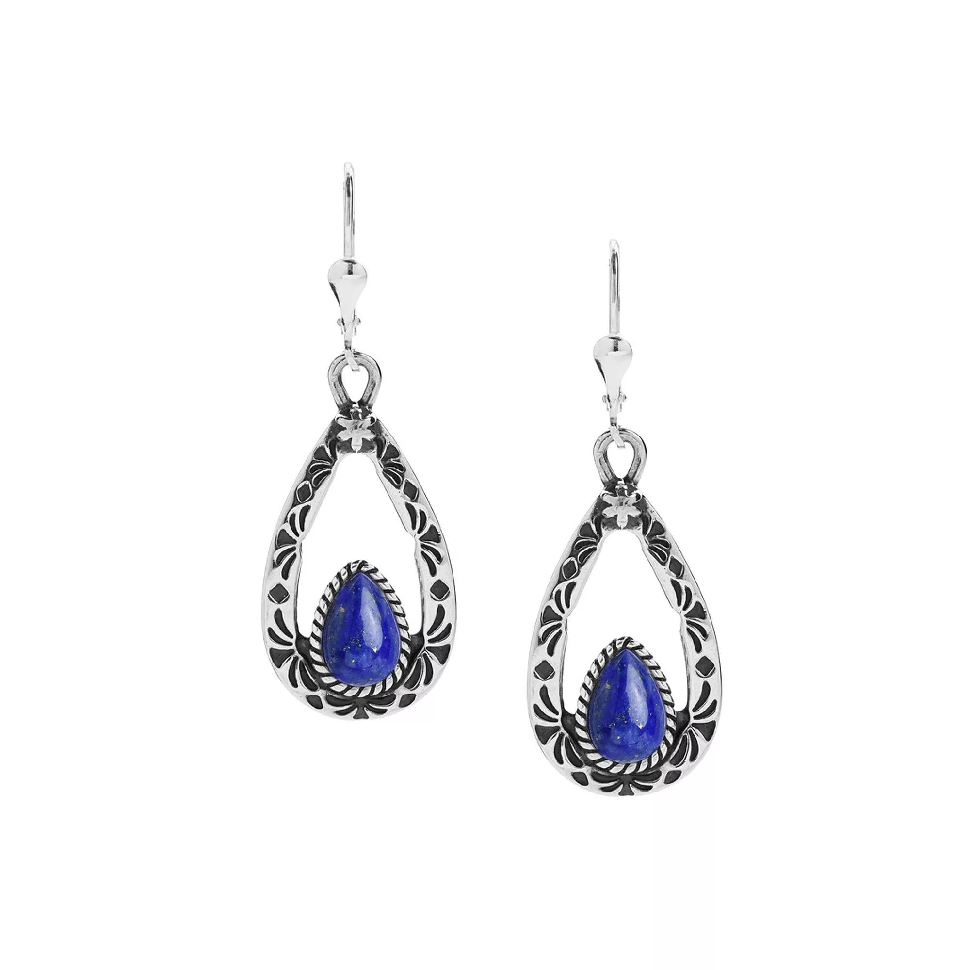 Southwest Spirit® Sterling Silver and Stone Drop Earrings, Women's, Blue Lapis Product Image