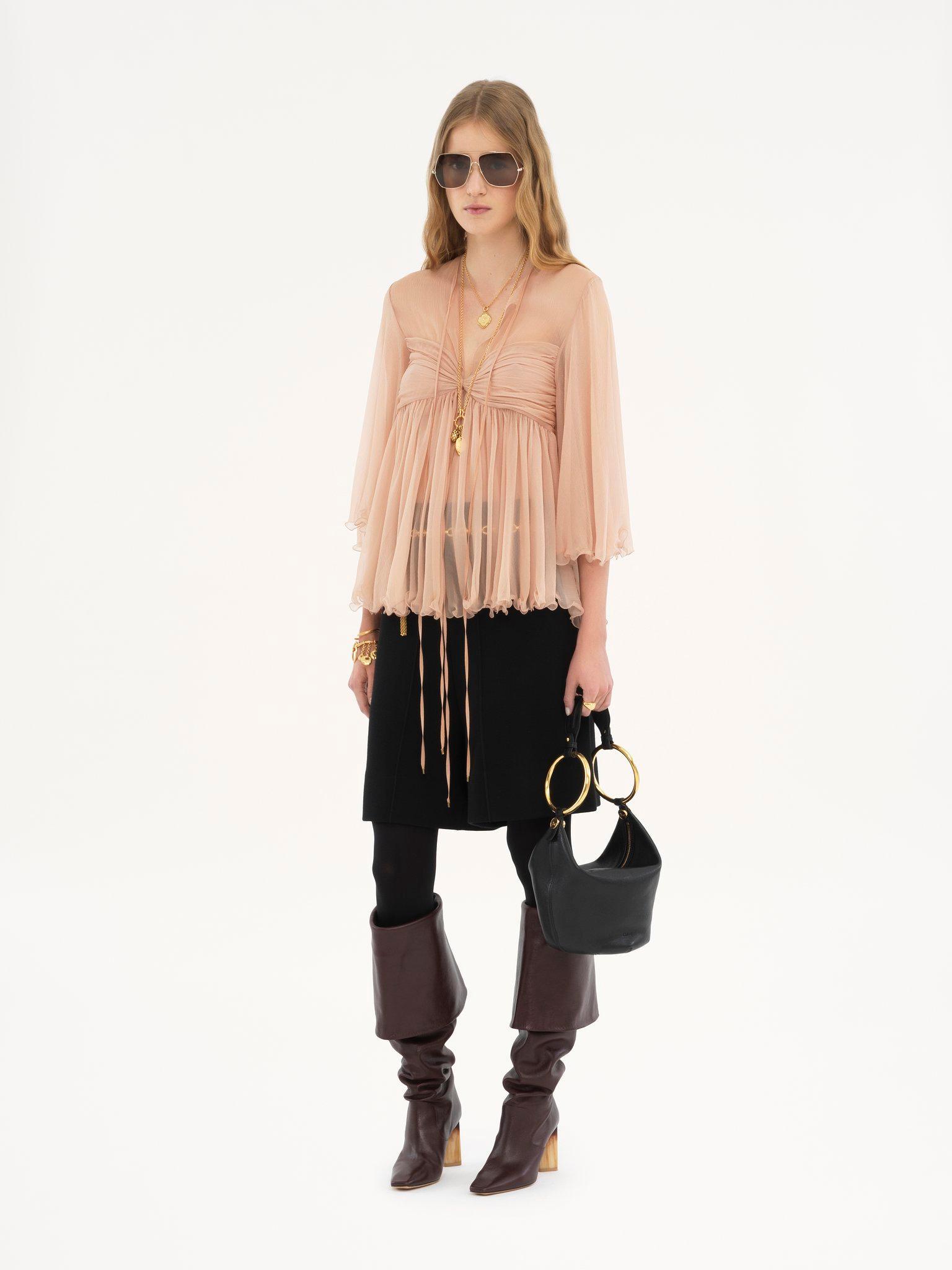 Pleated top in silk mousseline Product Image