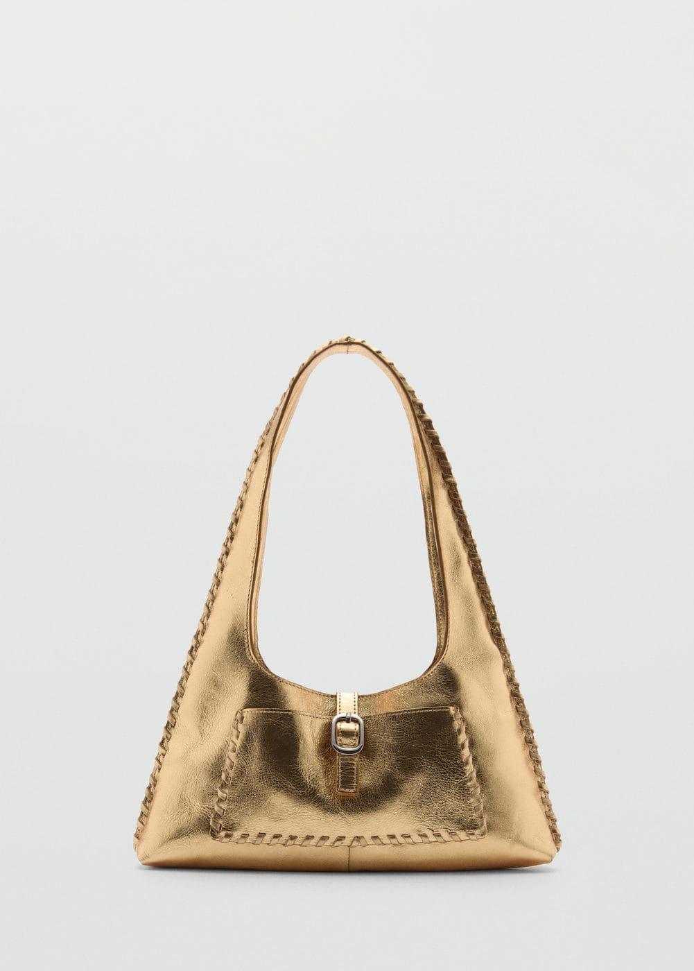 Leather metallic bag - Women | MANGO USA Product Image