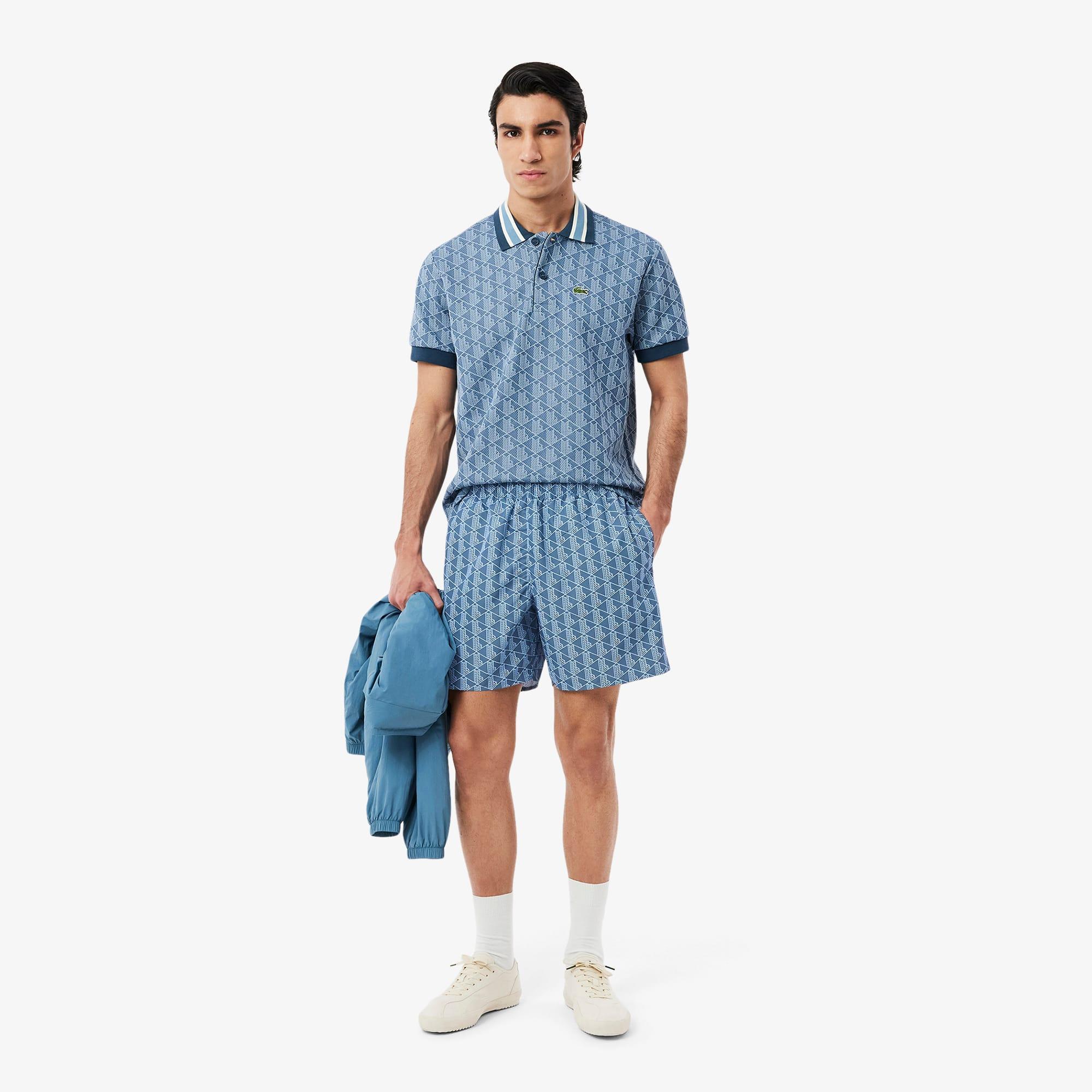 Mid Length Monogram Print Swim Trunks Product Image