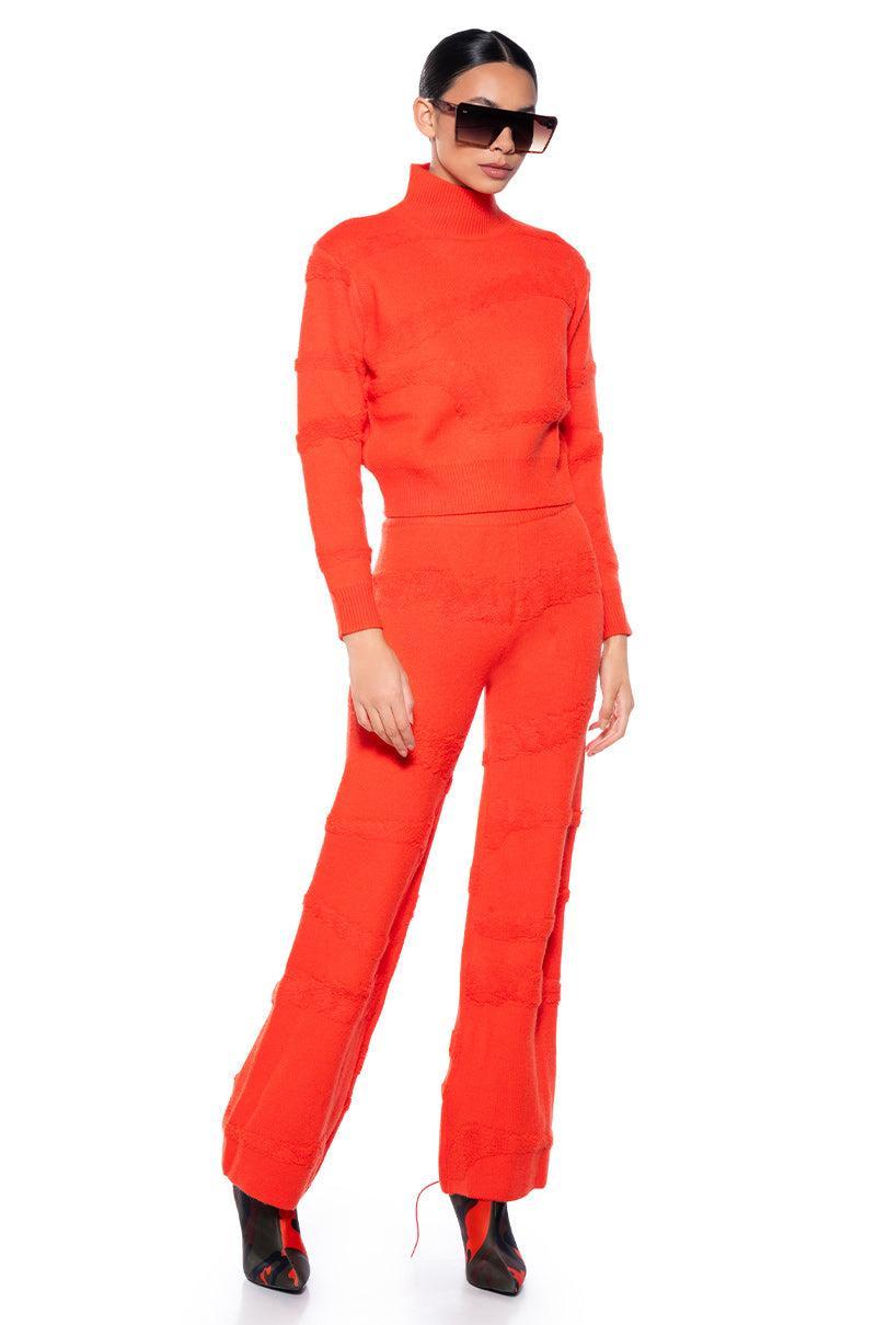 CARISSA COZY KNIT WIDE LEG PANT IN ORANGE Product Image