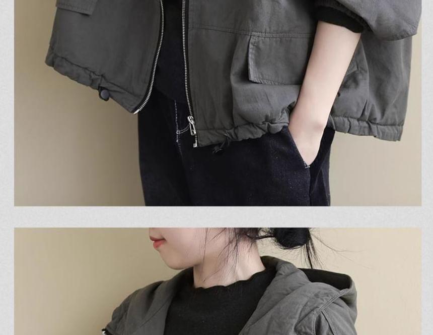 Plain Hooded Oversized Zip Jacket Product Image