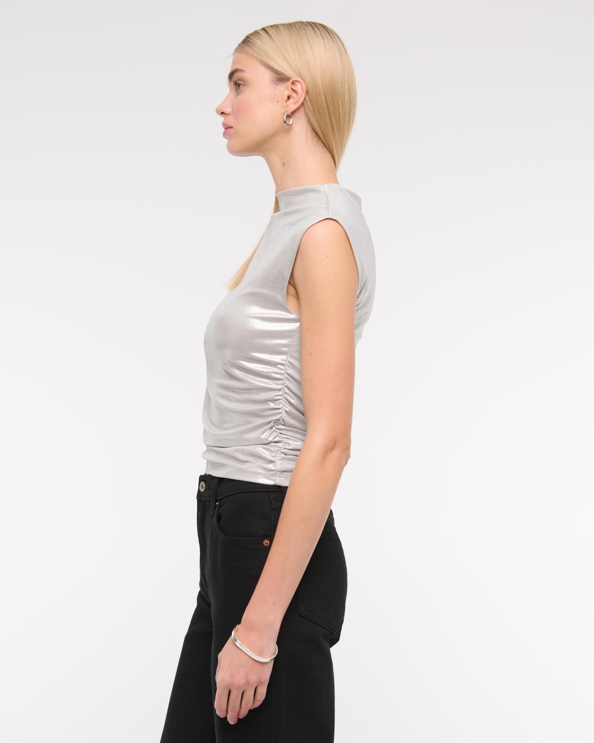 Long-Sleeve Grown-On Mockneck Top Product Image