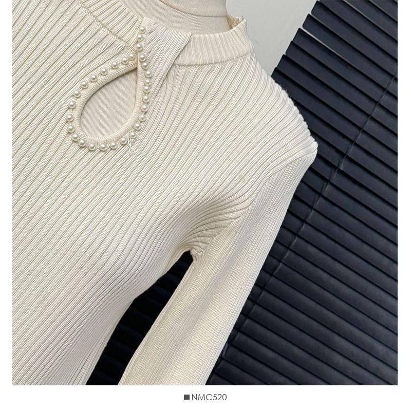 Details Long-Sleeve Ribbed-Knit Top Product Image